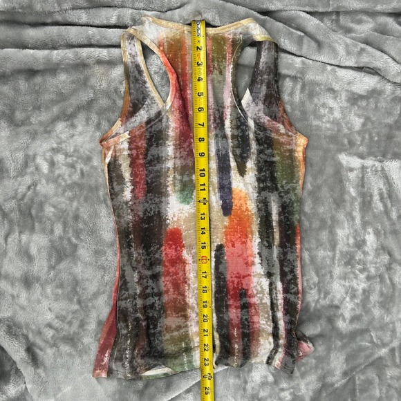 FleurDeLis Rhinestone Abstract Racerback Semi Sheer Tank Top M Indie Grunge Y2K - Picture 9 of 12